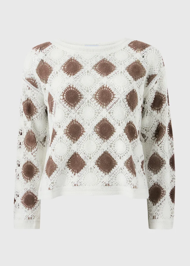 Brown Crochet Patchwork Jumper