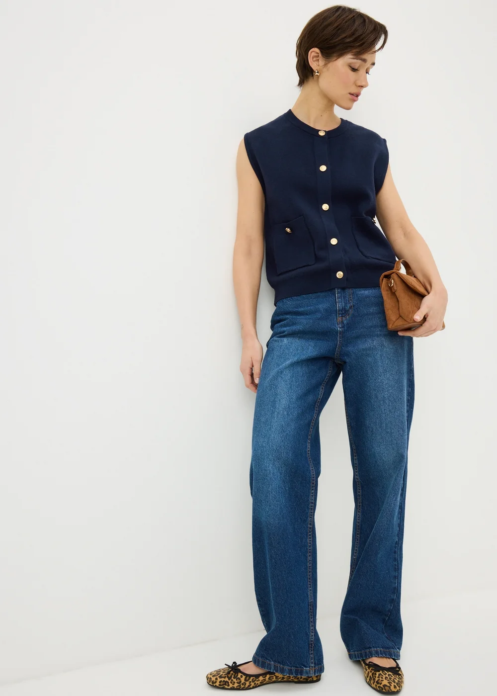 Navy Gold Button Waistcoat - Extra small Image 2