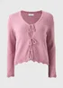 Light Pink Textured Tie Front Cardigan - Extra small Image 1