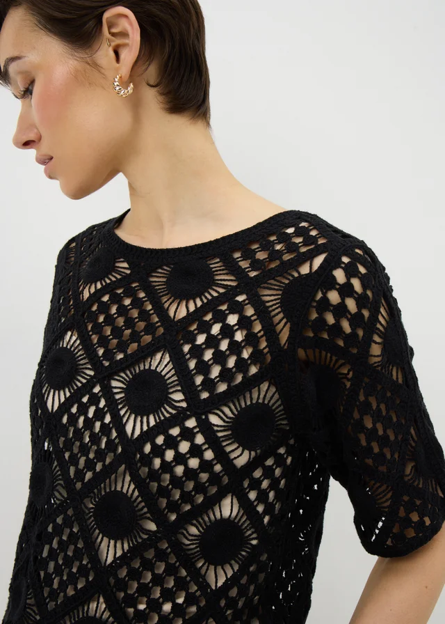 Black Crochet Top