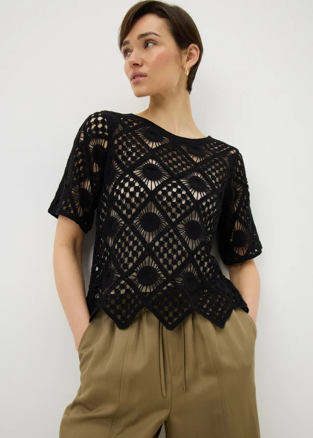 Black Crochet Top