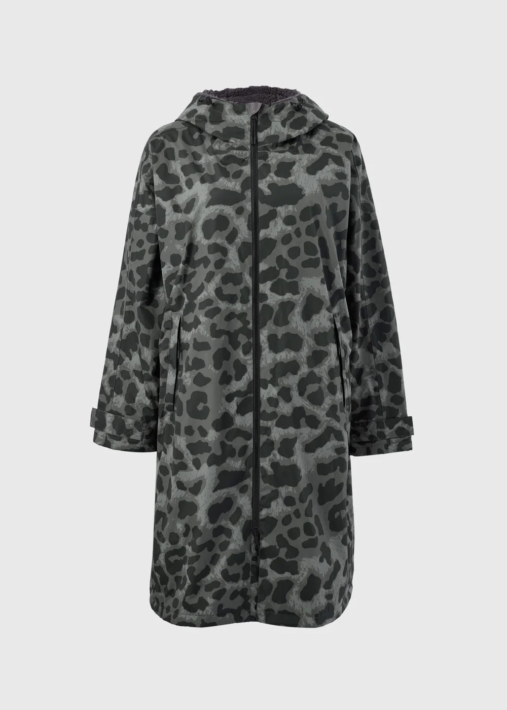 Souluxe Grey Funnel Neck Leopard Print Changing Robe - S Image 2