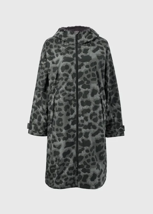 Souluxe Grey Funnel Neck Leopard Print Changing Robe - S Image 2