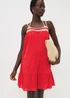 Red Crochet Trim Tiered Beach Dress - Extra small Image 1