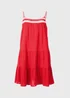 Red Crochet Trim Tiered Beach Dress - Extra small Image 3