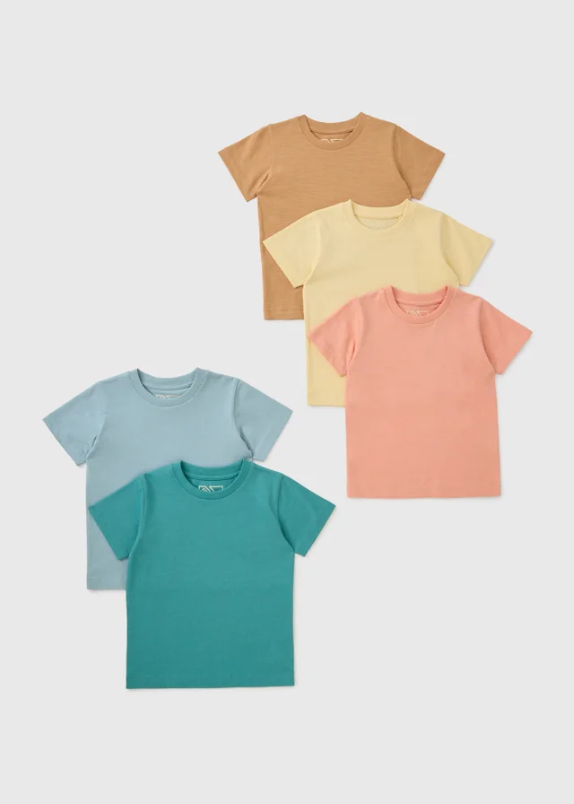 5 Pack Boys Multicolour Plain T-Shirts (1-7yrs)