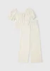 Girls Cream Broderie Top & Trouser Set (7-15yrs) - Age 7 Years Image 1