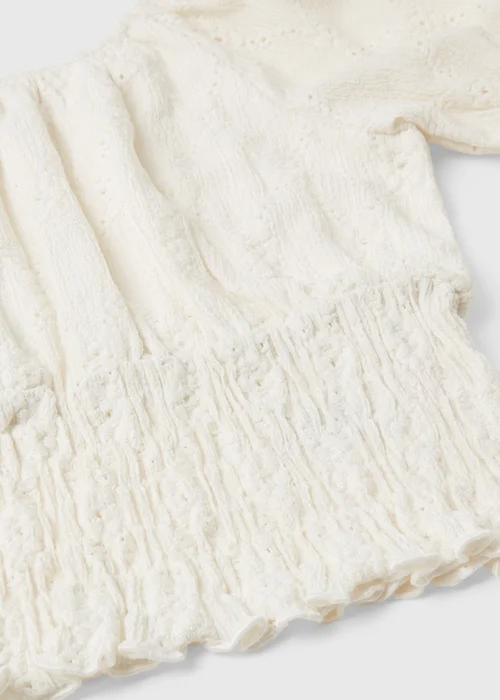 Girls Cream Broderie Top & Trouser Set (7-15yrs) - Age 7 Years Image 2