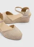 Beige Linen Closed Toe Espadrille Wedges - Size 3 Image 2