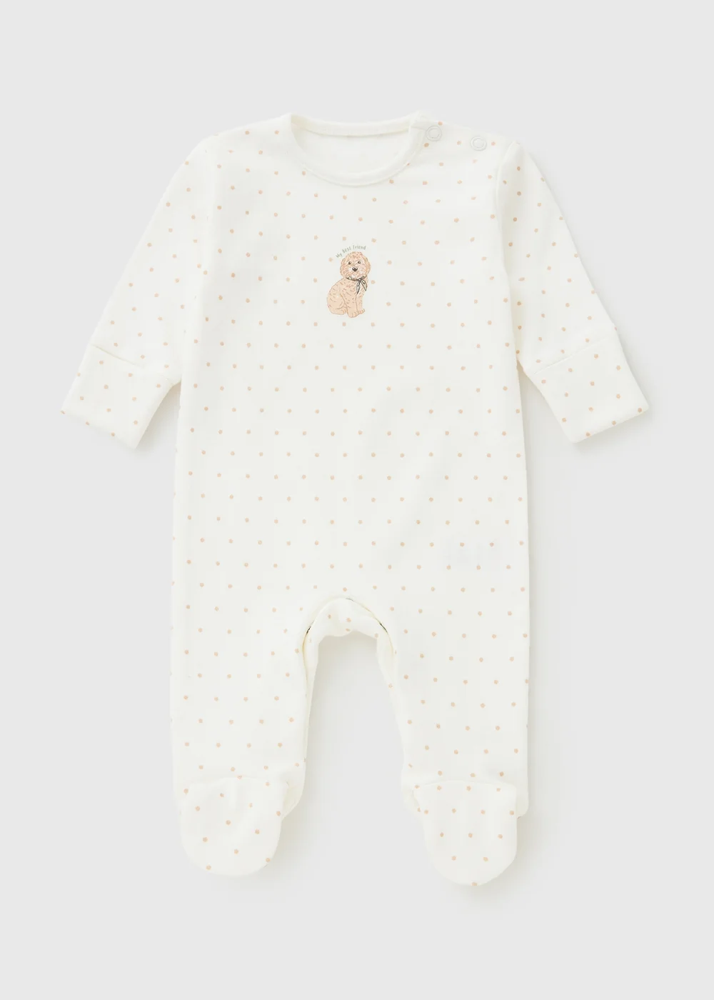 Baby Cream Dog Best Friend Sleepsuit (Newborn-18mths) - First Size Image 1