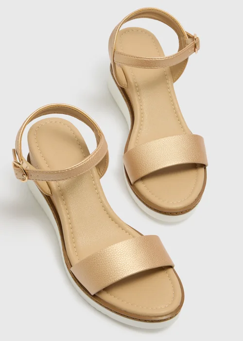 Soleflex Gold Comfort Wedge Sandals - Size 3 Image 2