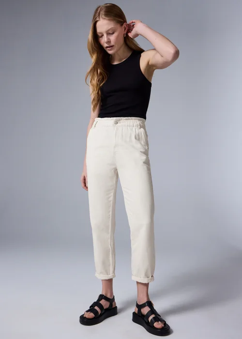 Ecru Paperbag Jeans - Size 8 Image 1