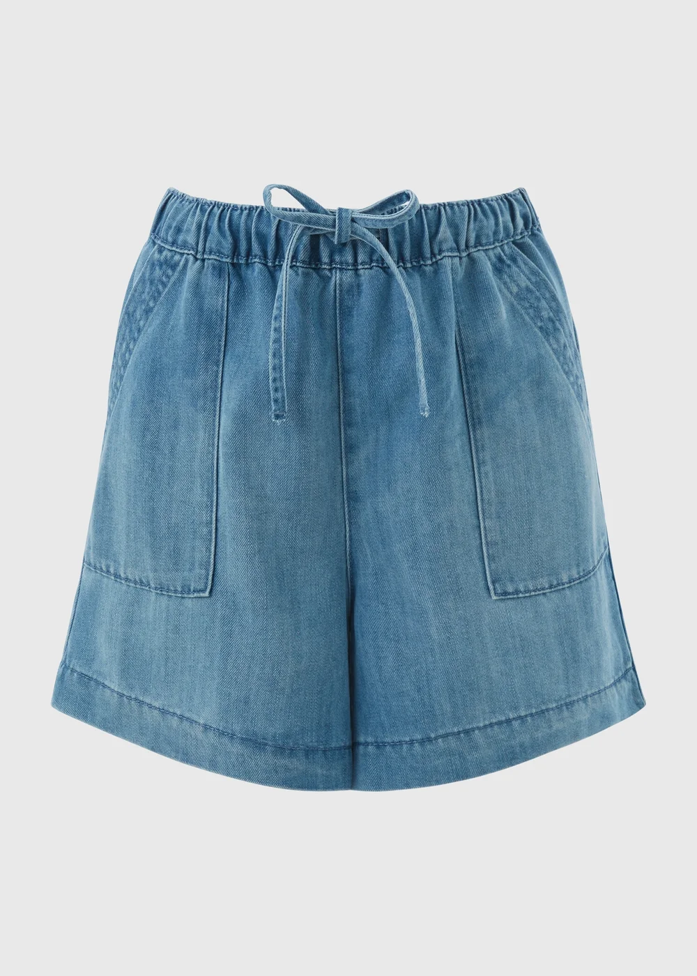 Mid Wash Denim Comfort Utility Shorts - Size 8 Image 1