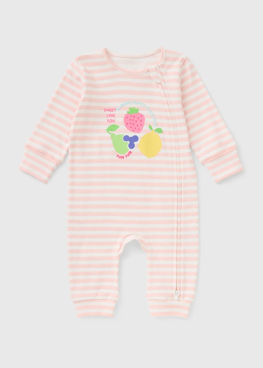Baby Pink Fruit Footless Sleepsuit (Newborn-23mths) - Up to 1 Month Image 1