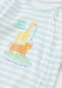 Baby Blue Stripe Animal Sleepsuit (Newborn-23mths) - Up to 1 Month Image 2