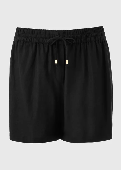 Black Linen Blend Shorts - Size 8 Image 4