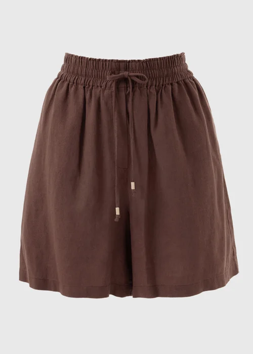 Chocolate Brown Linen Blend Shorts - Size 8 Image 3