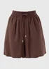 Chocolate Brown Linen Blend Shorts - Size 8 Image 3