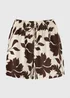 Chocolate Brown Floral Linen Co Ord Shorts - Size 8 Image 4