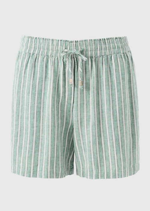Green Stripe Linen Blend Shorts - Size 8 Image 4
