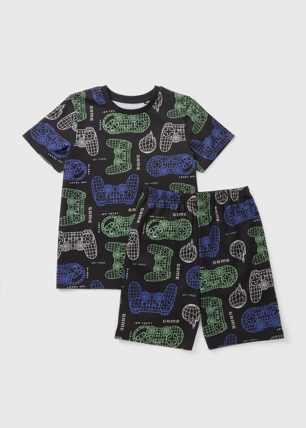 Boys Black Gaming Top And Short Pyjamas (7-13 Years) - Age 7 Years Image 1