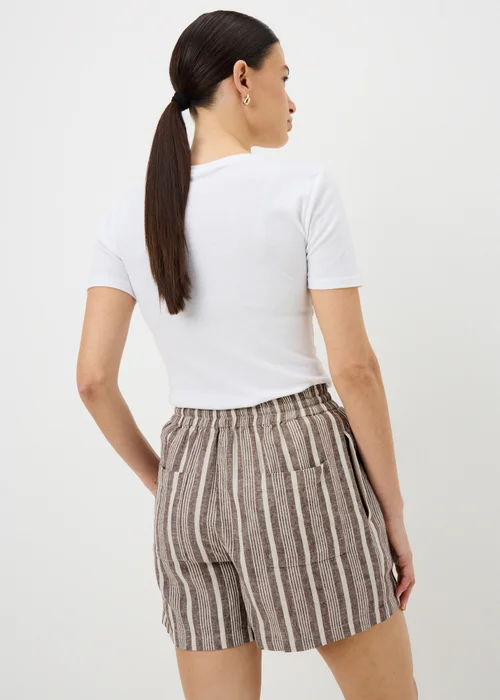 Brown Stripe Linen Blend Shorts - Size 8 Image 3