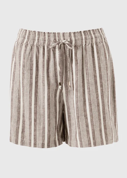 Brown Stripe Linen Blend Shorts - Size 8 Image 4