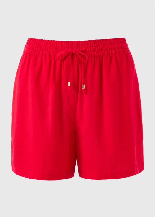 Red Linen Blend Shorts - Size 8 Image 4