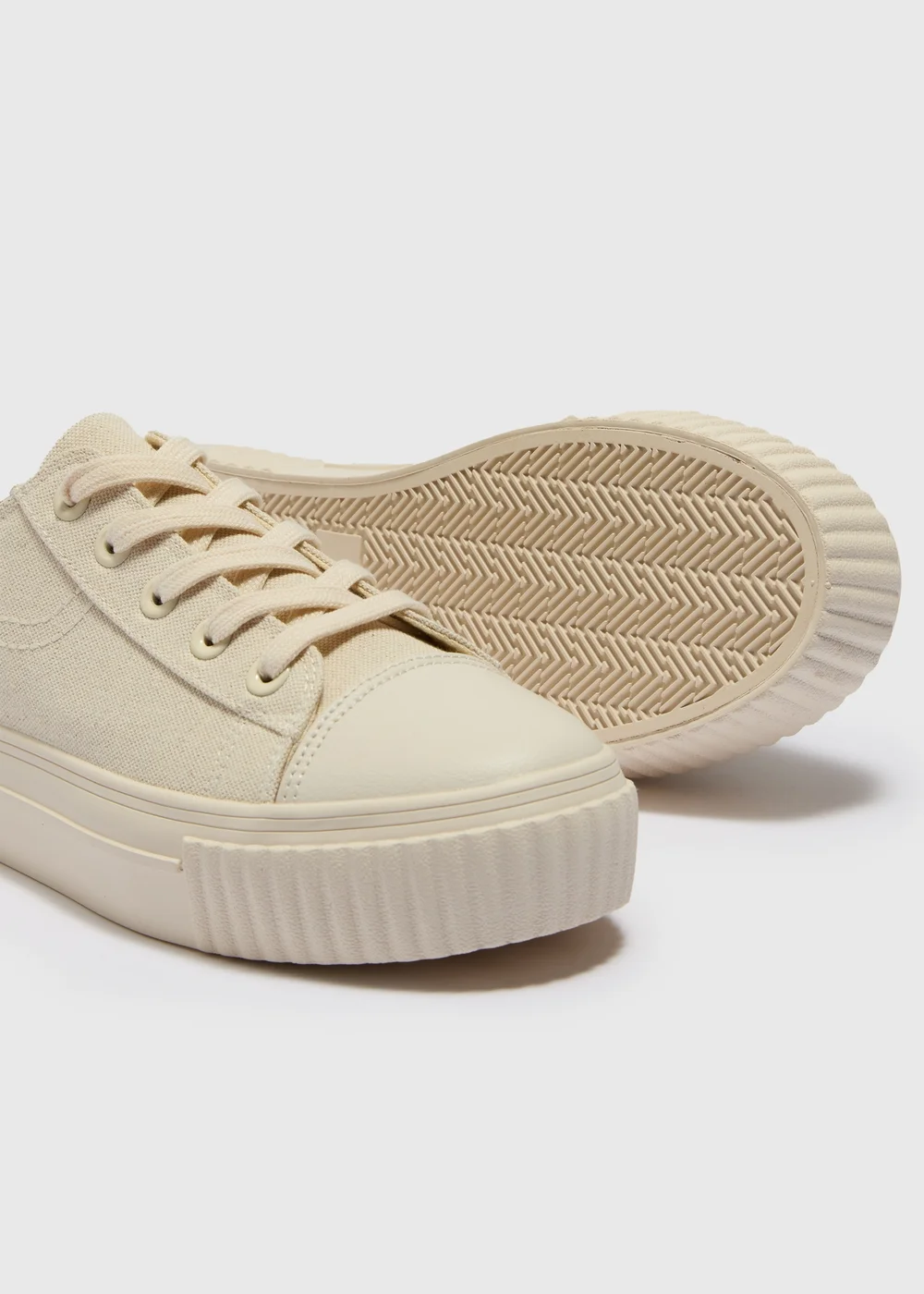 Linen Toe Cap Platform Trainers - Size 4 Image 2