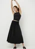 Black Linen Rich Midaxi Skirt - Size 8 Image 1