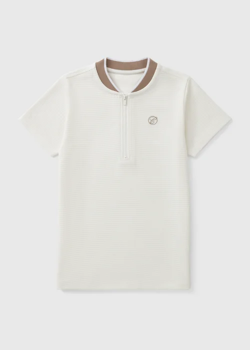 Boys Cream Smart Zip Polo Top (7-15yrs) - Age 7 Years Image 1