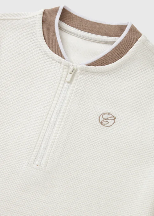 Boys Cream Smart Zip Polo Top (7-15yrs) - Age 7 Years Image 2