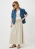 Stone Linen Rich Shirred Waist Midaxi Skirt - Size 8 Image 1