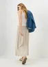 Stone Linen Rich Shirred Waist Midaxi Skirt - Size 8 Image 2