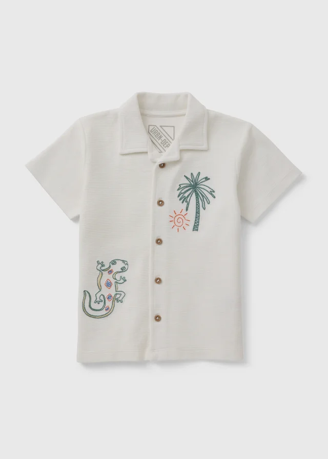 Boys Cream Embroidered Gecko Shirt (1-7yrs)