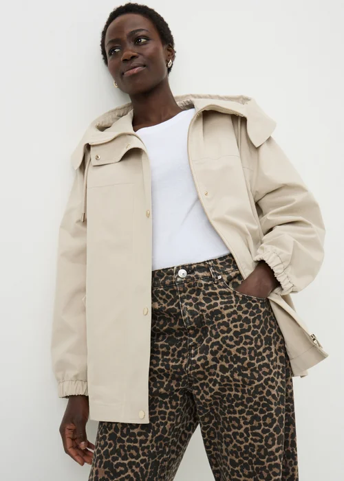 Beige Hooded Anorak Jacket - S Image 1