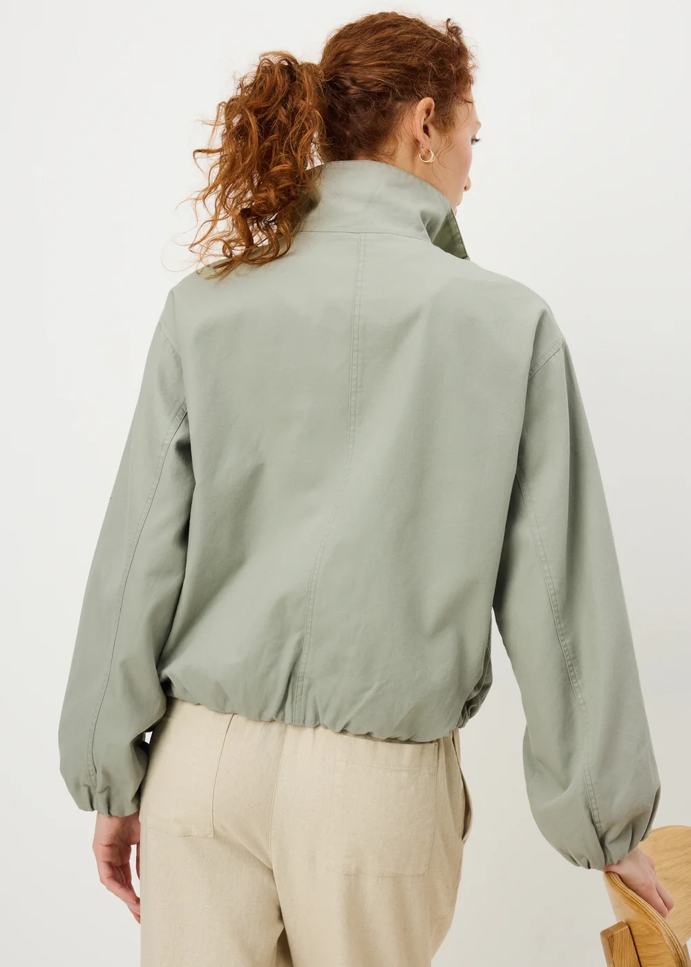 Sage Green Funnel Neck Utility Jacket - S Image 3