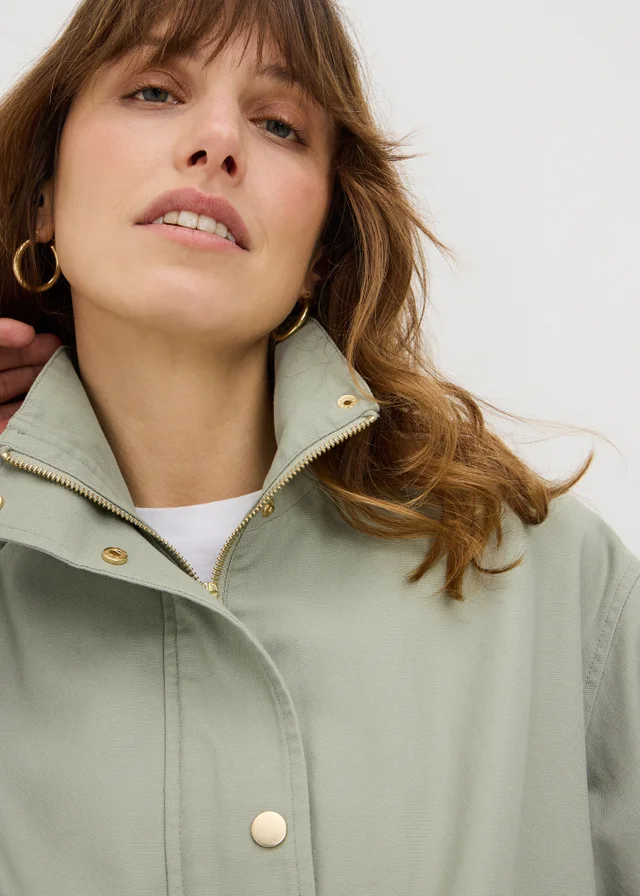 Sage Green Funnel Neck Utility Jacket