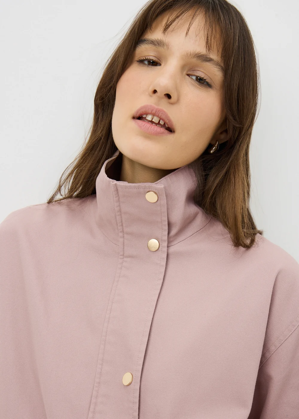 Light Pink Funnel Neck Utility Jacket - S Image 3
