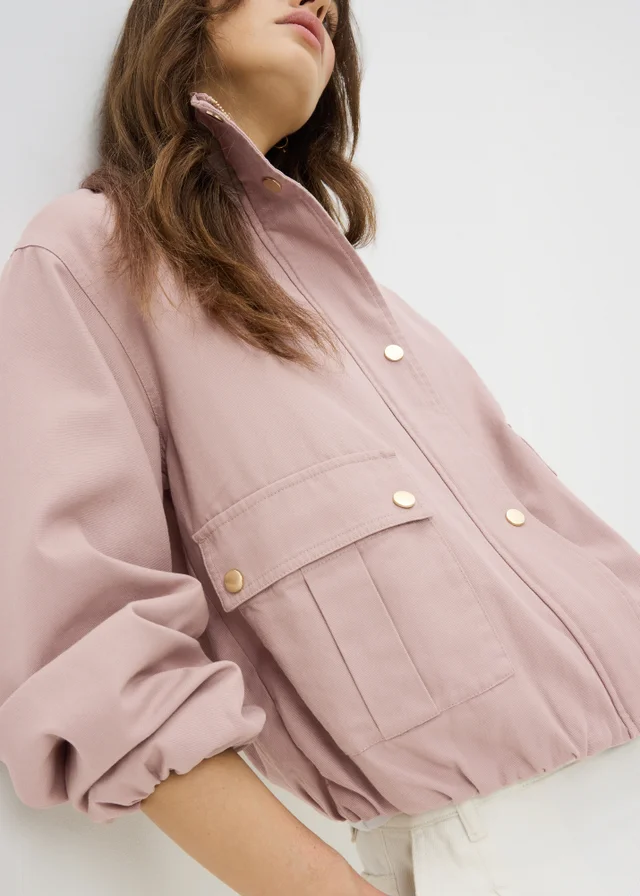 Light Pink Funnel Neck Utility Jacket