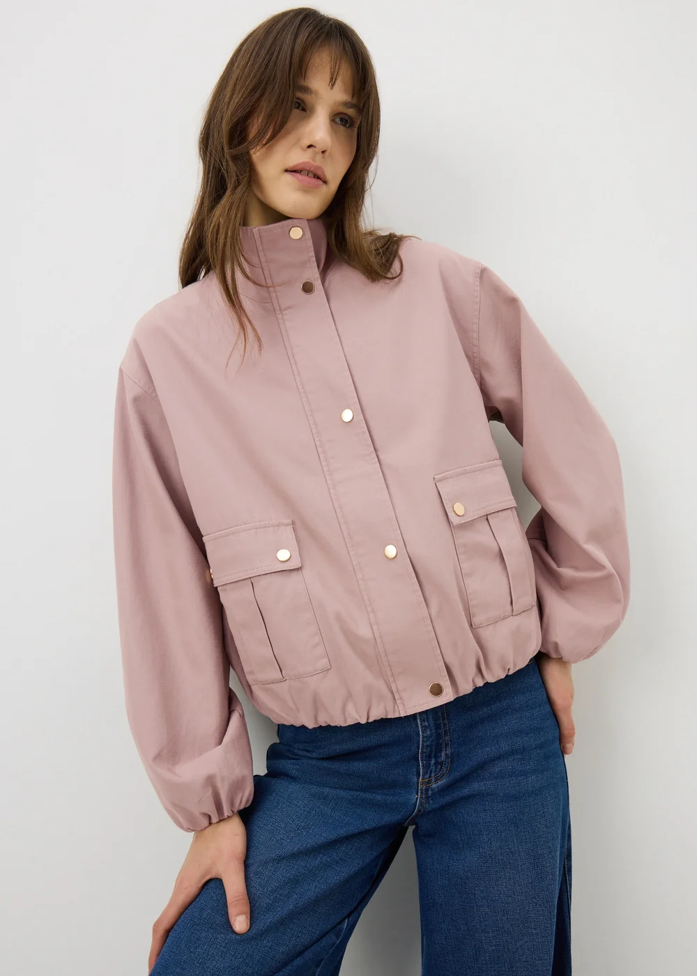 Light Pink Green Utility Jacket - S Image 1