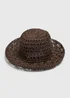 Chocolate Brown Straw Bucket Hat - One Size Image 1
