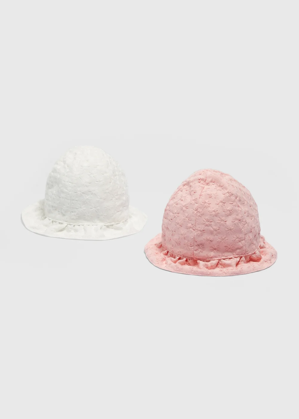 2 Pack Baby Broderie Sunhats (Newborn-24mths) - Up to 1 Month Image 1