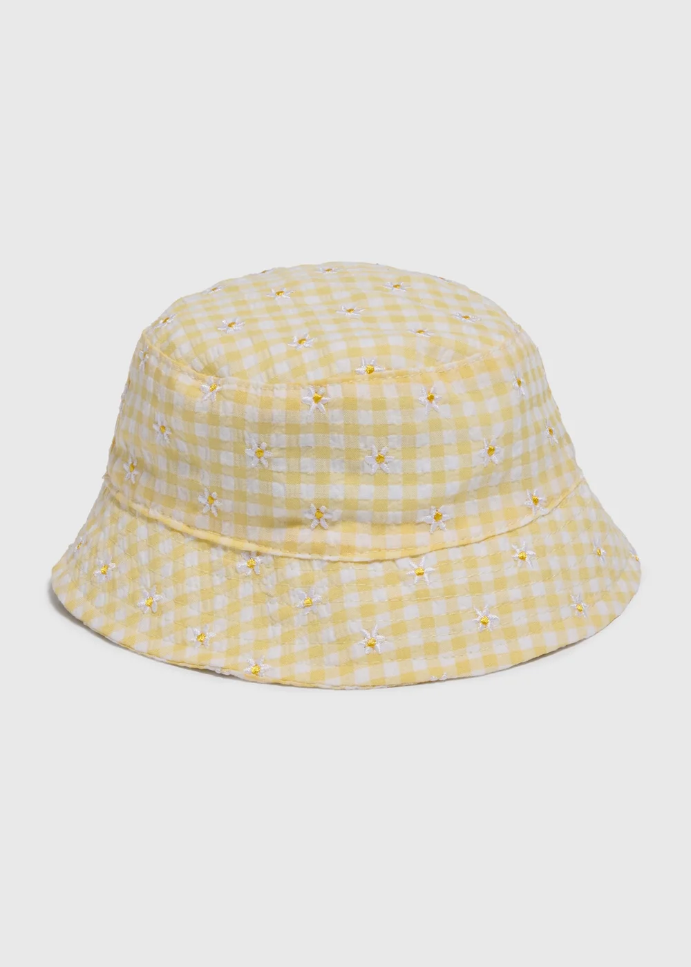 Baby Yellow Daisy Gingham Hat (Newborn-24mths) - Up to 1 Month Image 1