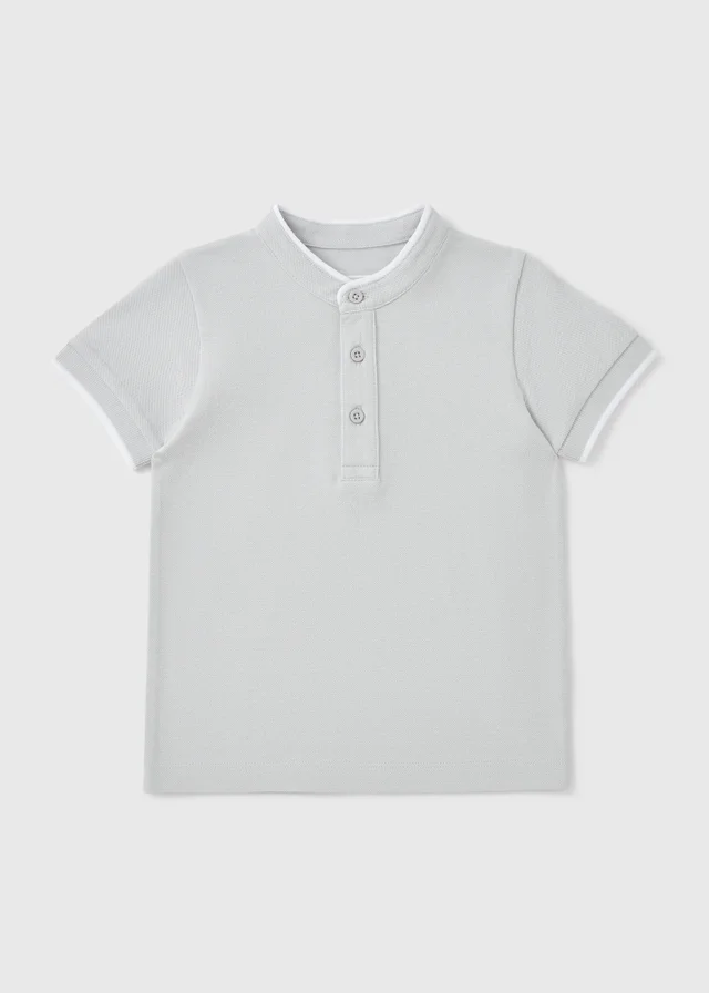 Girls Grey Henley Polo Top (1-7yrs)