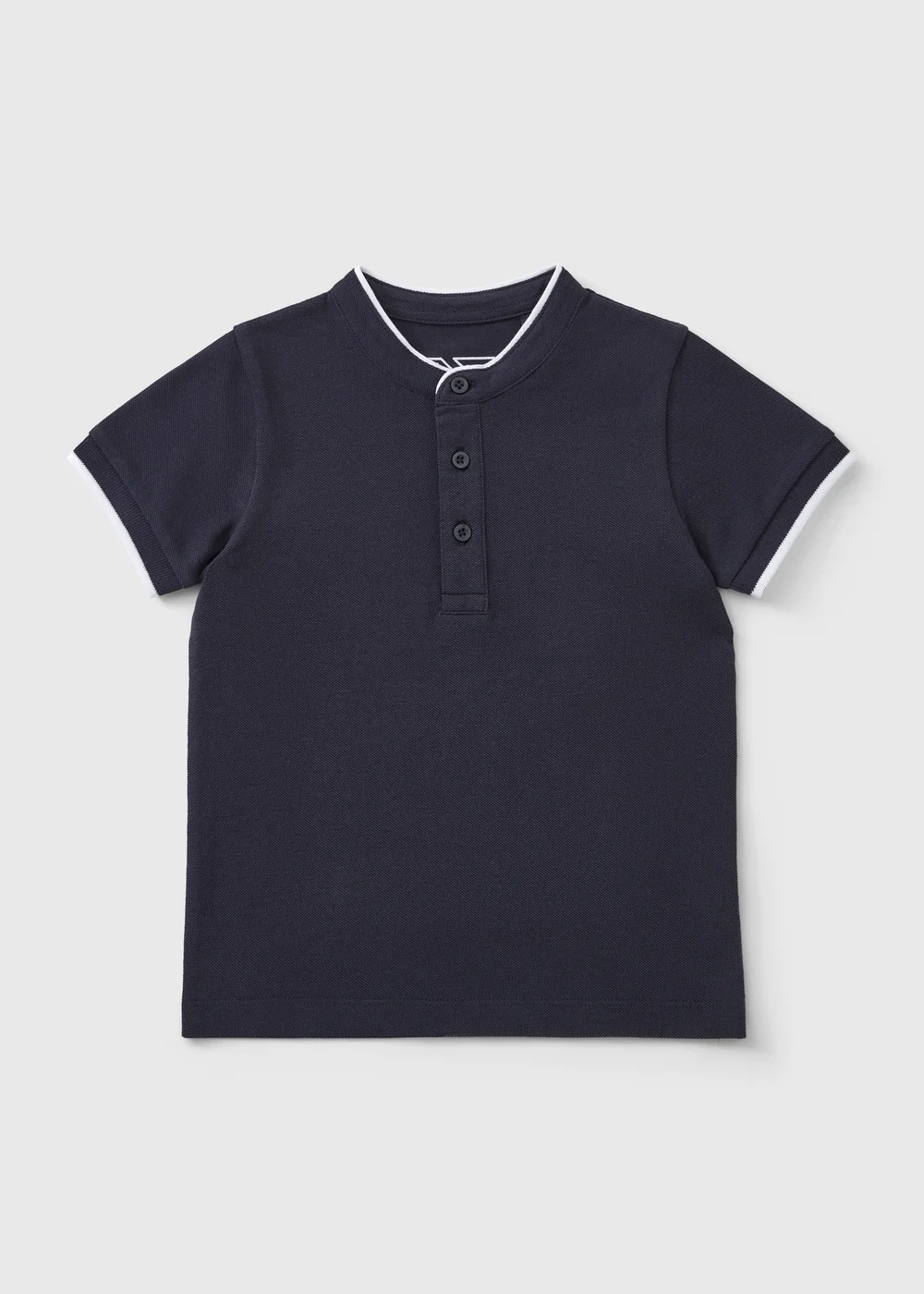Boys Navy Henley Polo Top (1-7yrs) - 1 to 1 half years Image 1