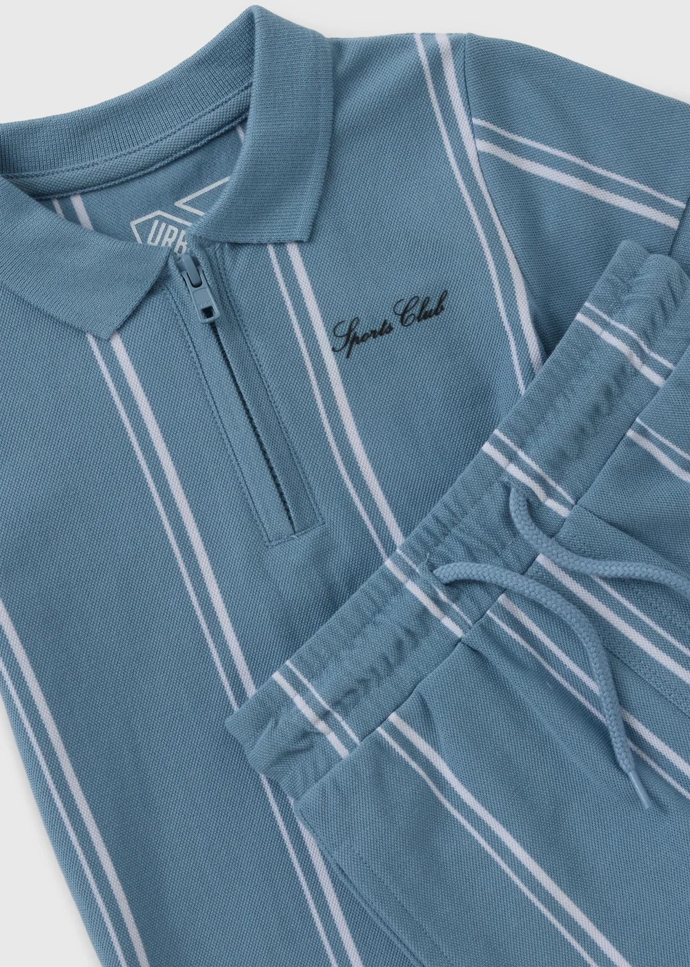 Boys Blue Pique Stripe Polo Shirt & Short Set (1-7yrs) - 1 to 1 half years Image 2