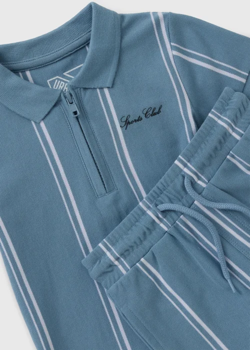 Boys Blue Pique Stripe Polo Shirt & Short Set (1-7yrs) - 1 to 1 half years Image 2