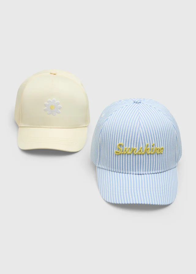 2 Pack Girls Yellow Summer Caps (7-13yrs)