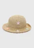 Girls Natural Floral Straw Hat (3-10yrs) - Age 7-10 Years Image 1